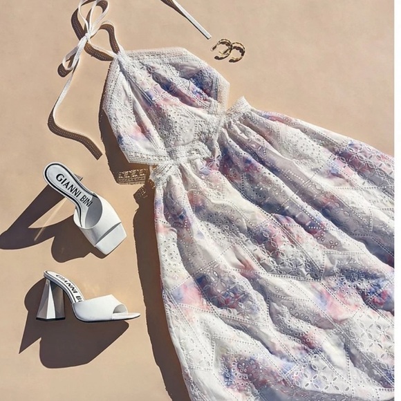 Gianni Bini Embroidered Eyelet Halter Dress - Picture 2 of 8